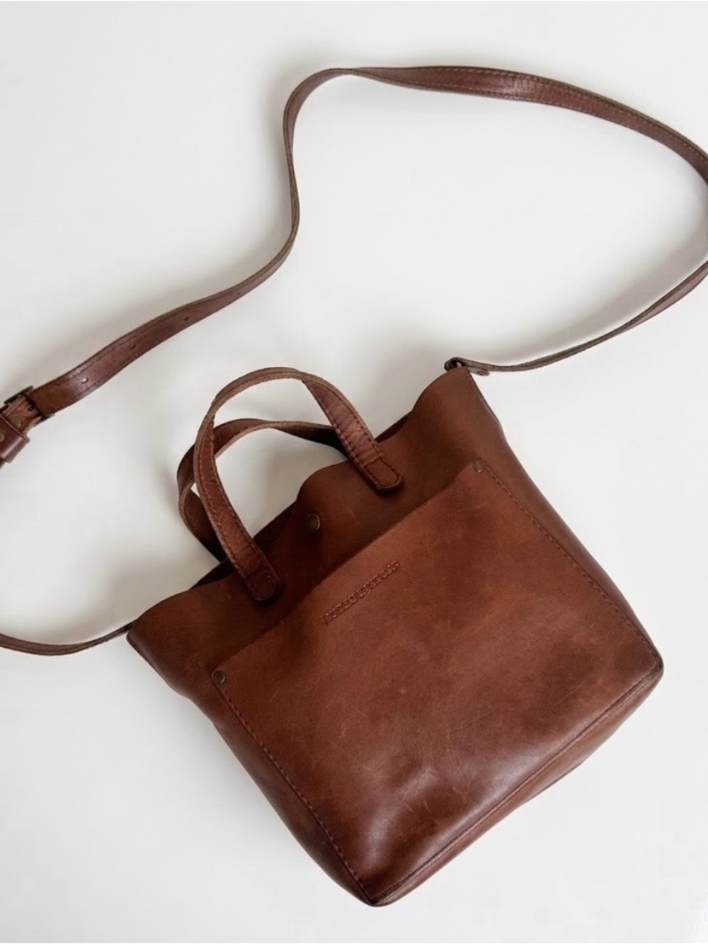 Portland Leather Brown Mini Crossbody Tote